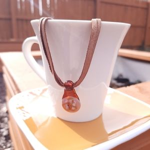Dark Sand Glass & Leather Necklace